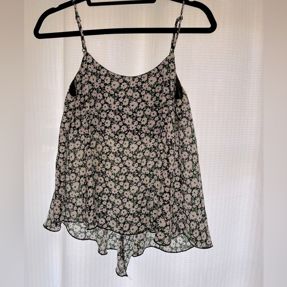 Black & Green Floral Tank